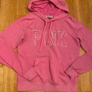 Pink bubblegum pink & white hoodie very nice small